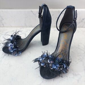 Sam Edelman Yal Feather Embellished Leather & Suede High-Heel Sandals